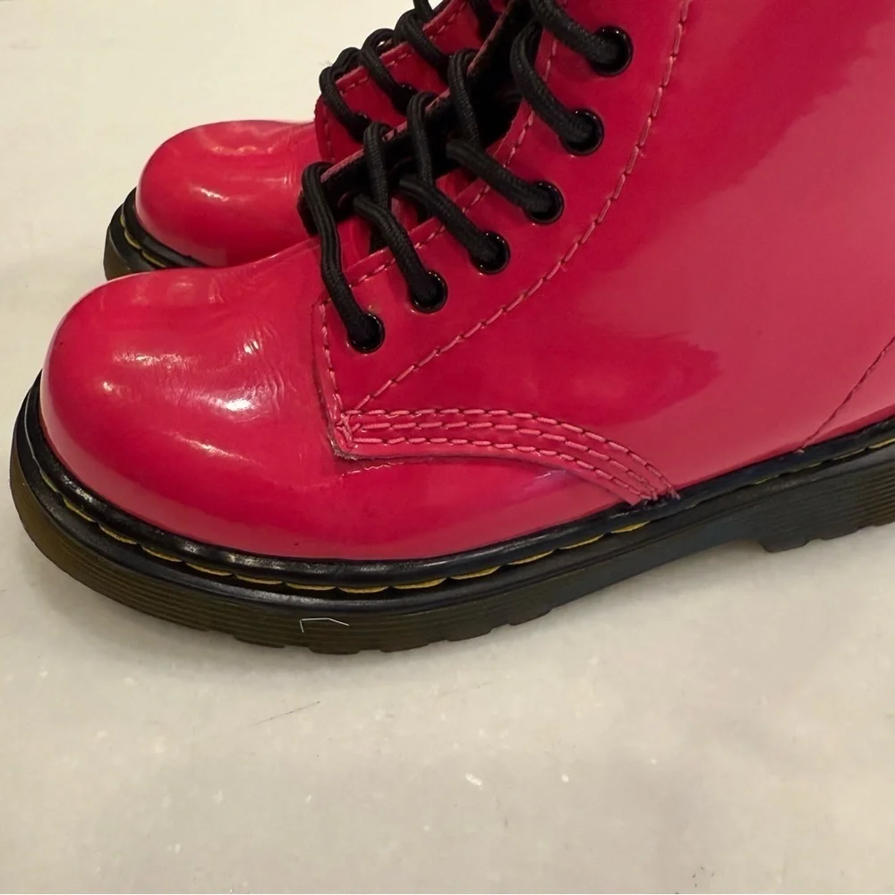 Dr. Martens Hot Pink Girls 1460 T Pink Lace Up Boots Size 8 Side Zipper